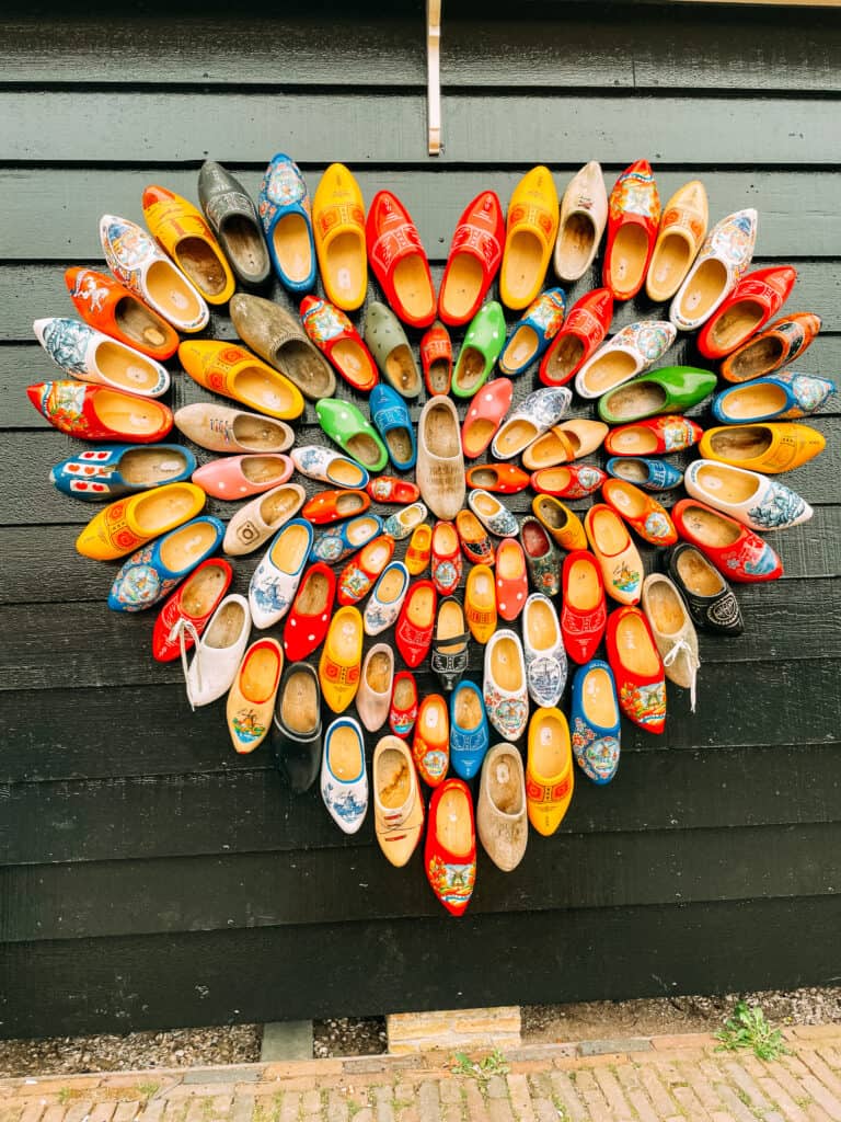Heart made out of wooden shoes in Amsterdam