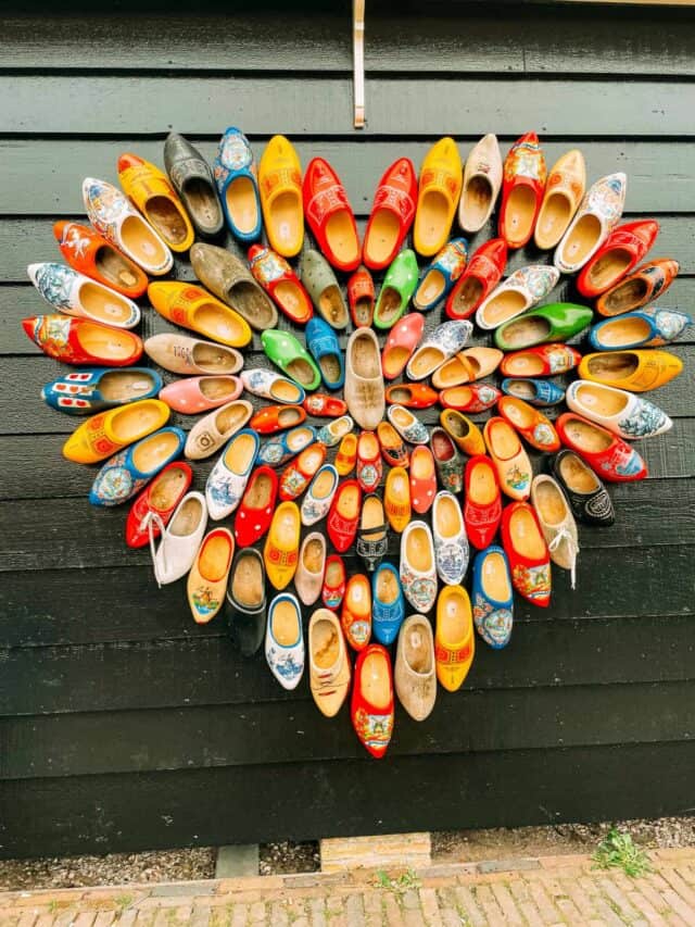 Heart made out of wooden shoes in Amsterdam