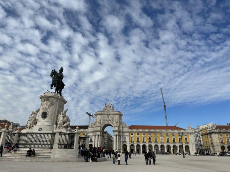A plaza in Lisbon in July