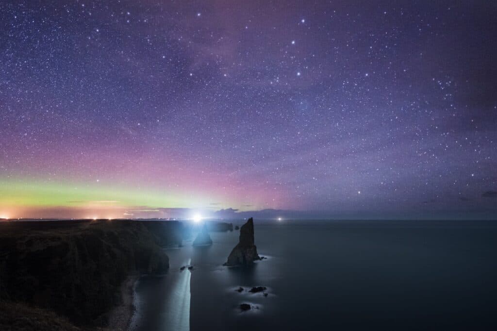 Northern Lights over Duncansby Head John O Groats Scotland