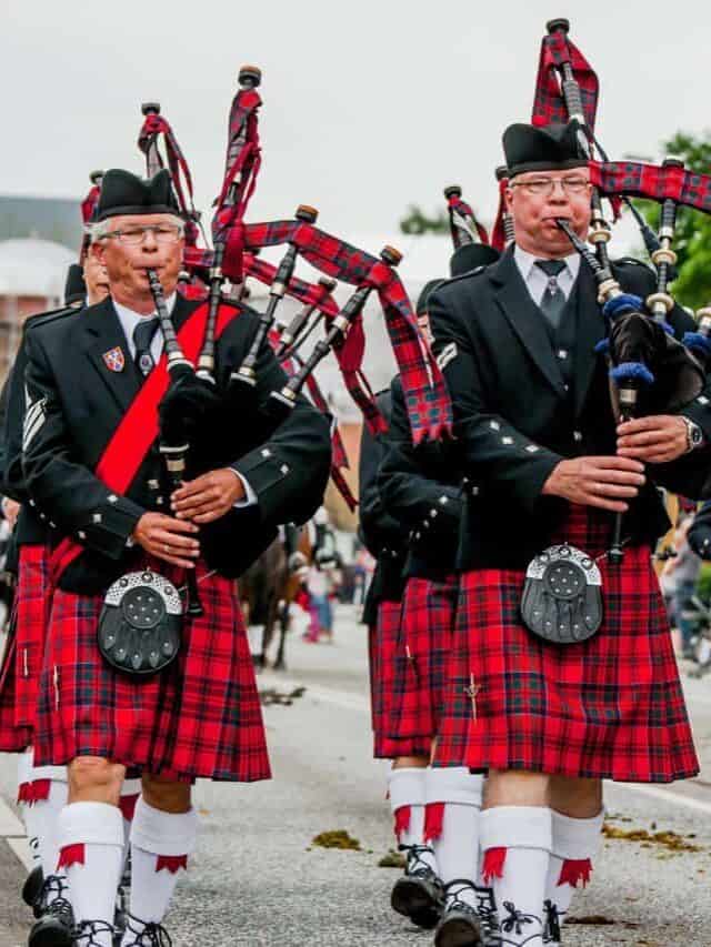 Scottish bagpipe orchestra parade