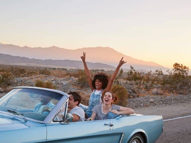 Enjoying the sunset while road tripping with friends.