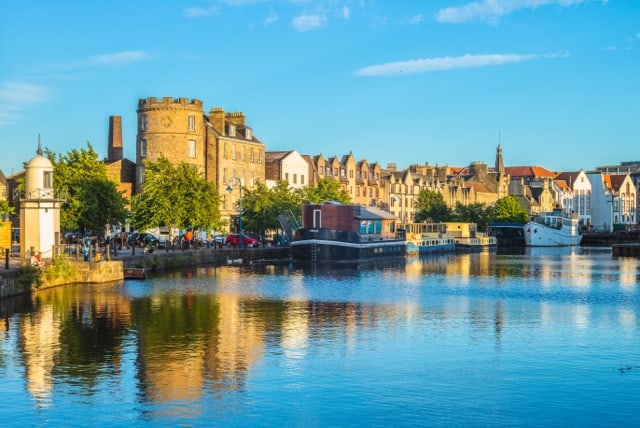 the shore of water of leith, edinburgh, uk