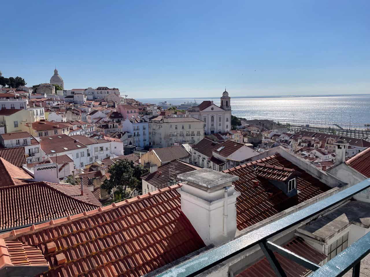 High viewpoint looking over Lisbon to the Tagus River