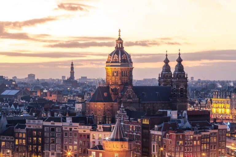 An aerial shot of Amsterdam