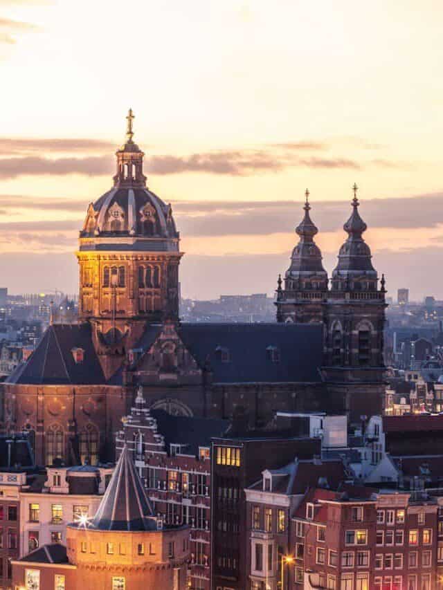 An aerial shot of Amsterdam