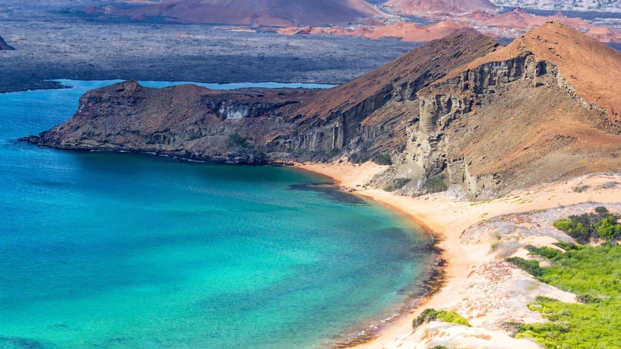 Beautiful beach on Bartolome Island in the Galapagos Islands in Ecuador