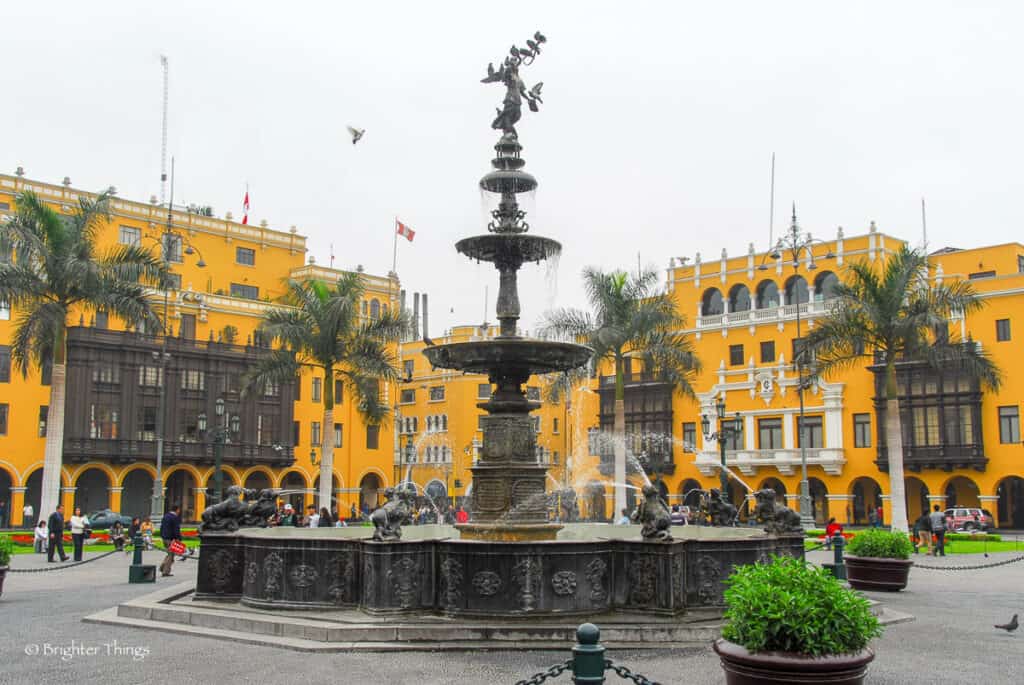 Main Square - Plaza de Armas (Plaza Mayor) of Lima, Peru.