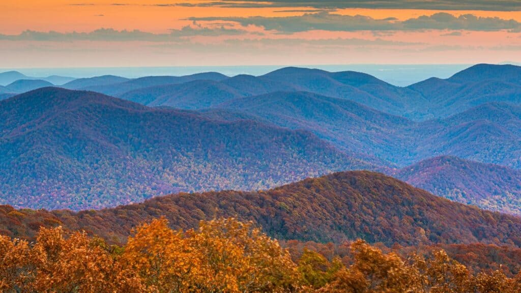 Blue Ridge Mountains at Sunset in North Georgia