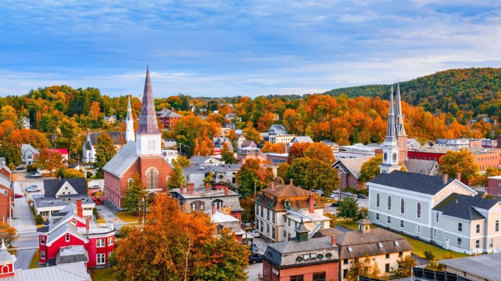 Burlington, Vermont Skyline in the autumn