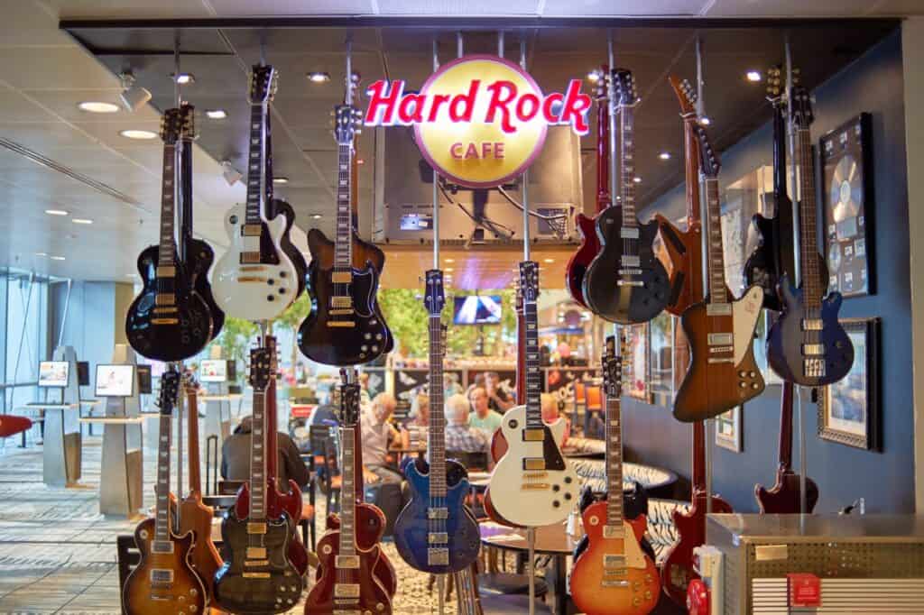 SINGAPORE - CIRCA NOVEMBER, 2015: Hard Rock Cafe in Singapore Changi Airport. Changi Airport is the primary civilian airport for Singapore and one of the largest transportation hubs in Southeast Asia.