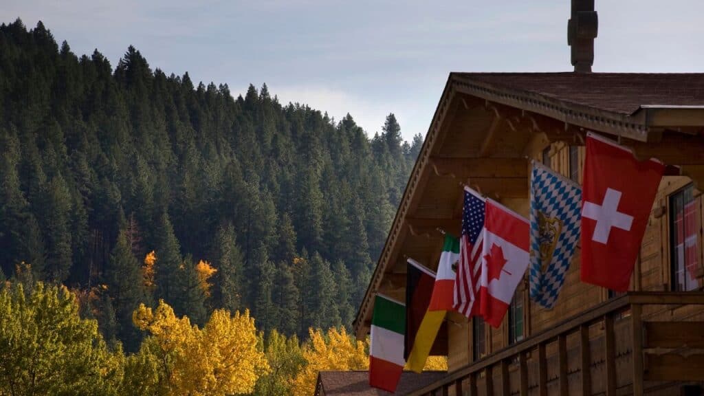 German Building International Flags Leavenworth Washington
