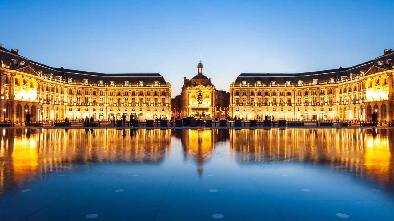 Place de la Bourse square in Bordeaux city, France