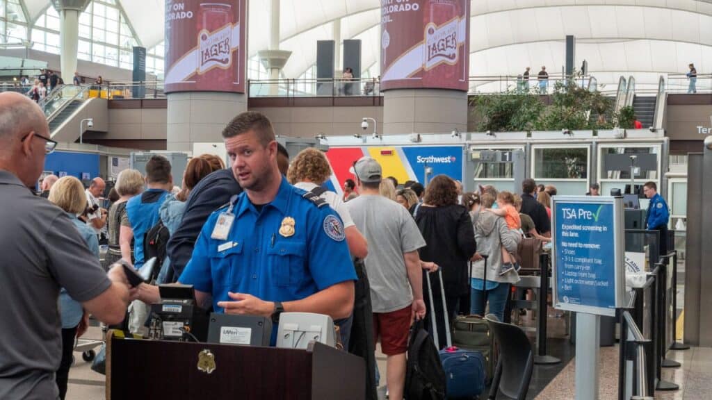 TSA officer working the checkpoint at the airport