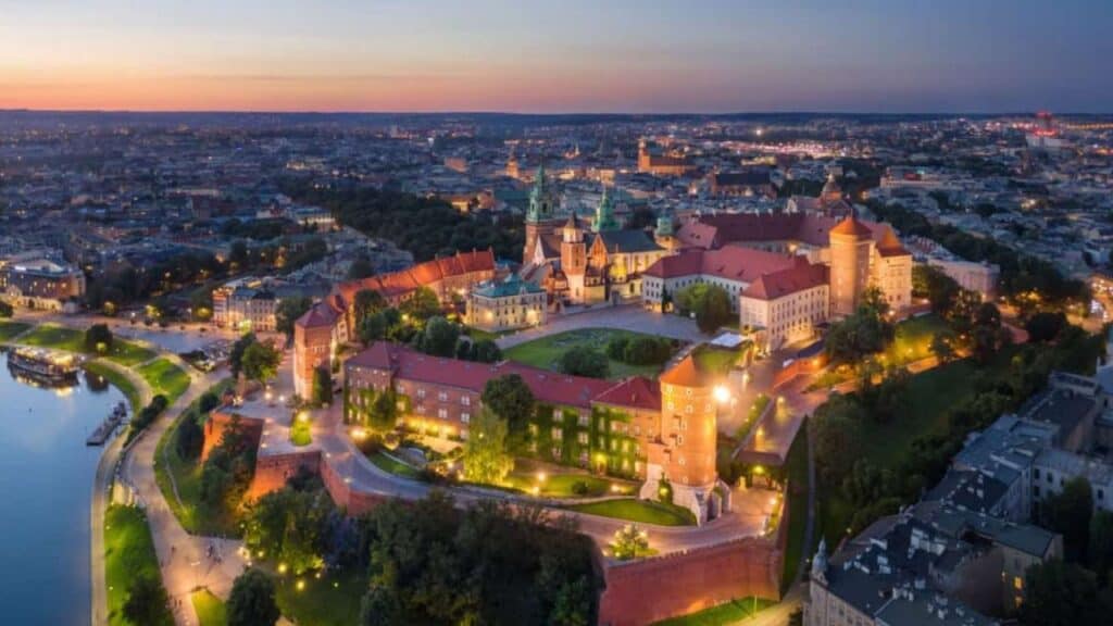 Krakow, Poland at sunset