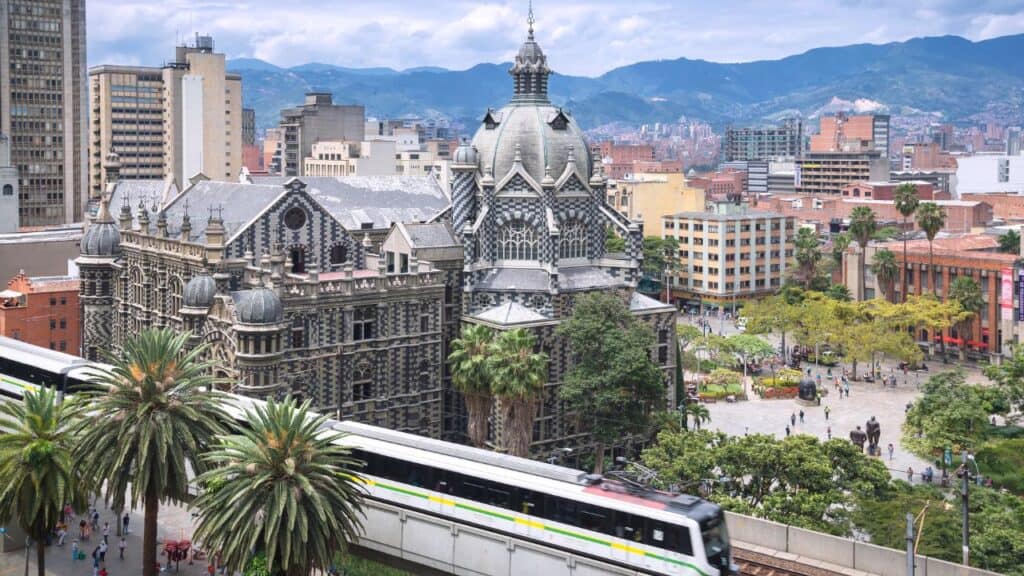 MEDELLIN, COLOMBIA - 06 OCTOBER 2016: View of downtown Medellin