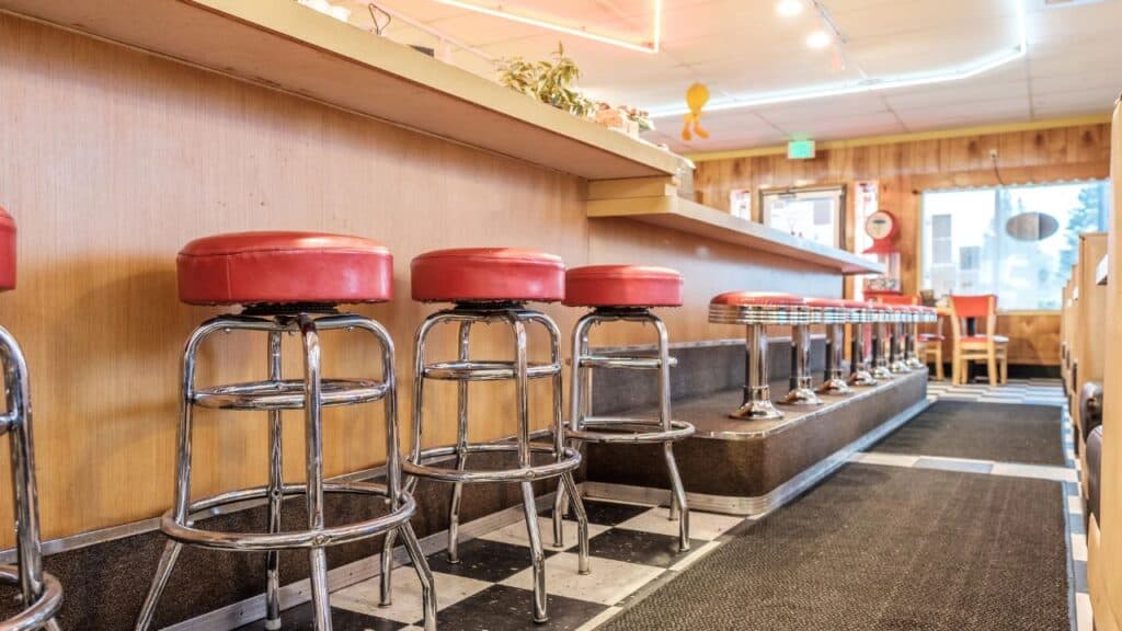 Diner classic interior with counter