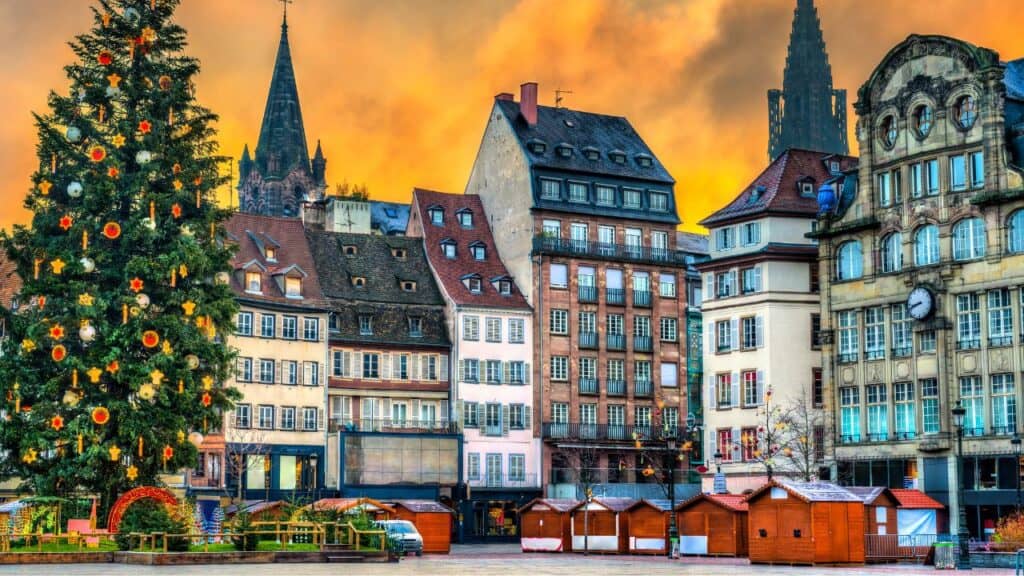 Christmas tree on Place Kleber in Strasbourg, France