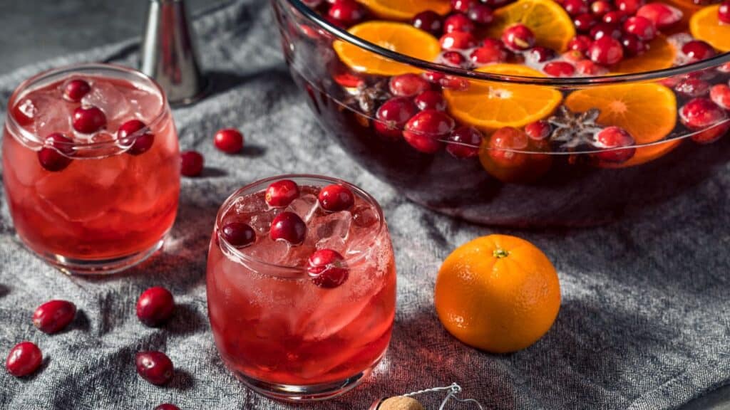 Boozy Refreshing Christmas Cranberry Punch with Champagne