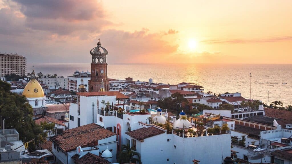 Aerial view of Puerto Vallarta at sunset - Puerto Vallarta, Jalisco, Mexico