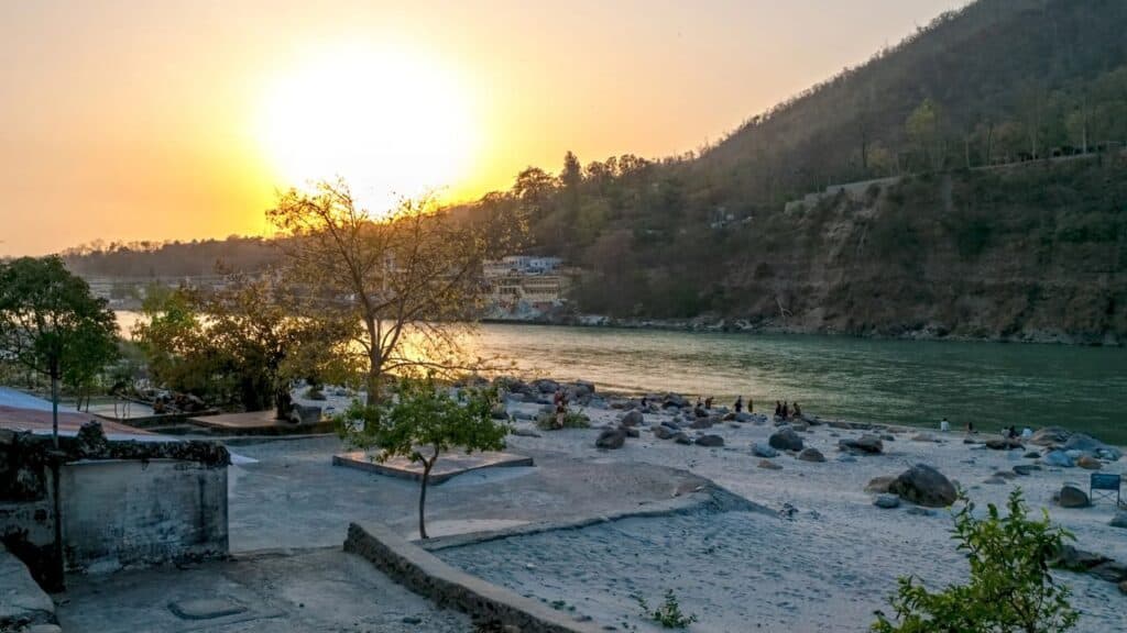 Sunset over the Ganges river