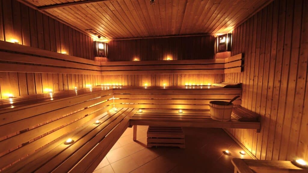 Finnish sauna with candles