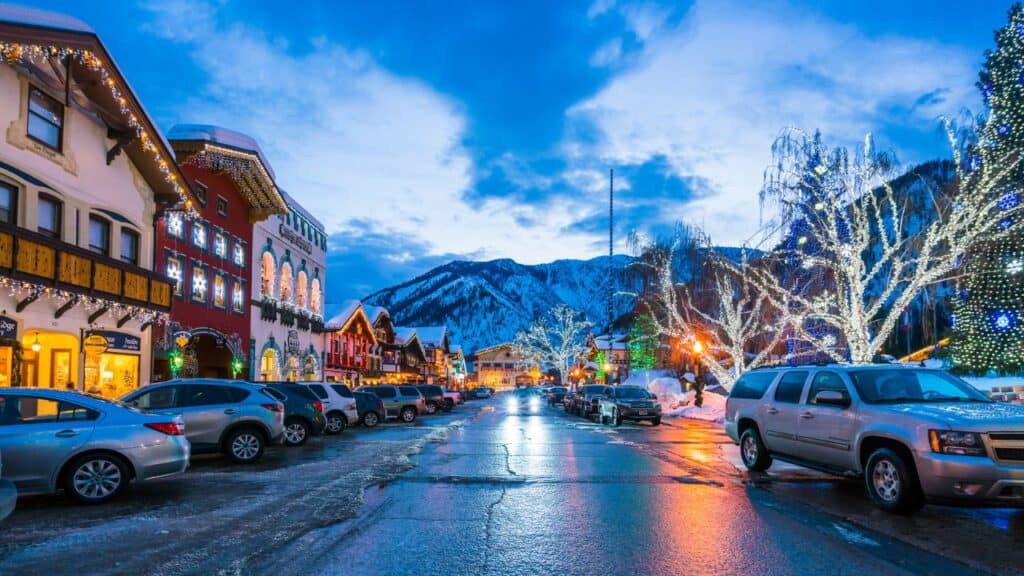 Leavenworth,Washington,usa.-02/14/16: beautiful leavenworth with lighting decoration in winter.