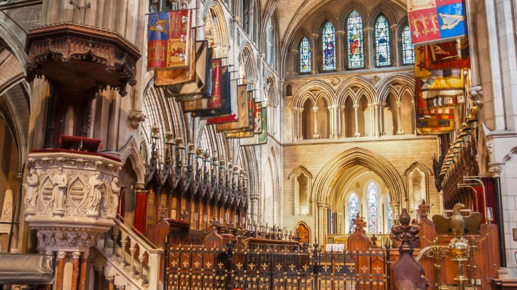 The inside of St. Patrick's Cathedral Dublin, Ireland