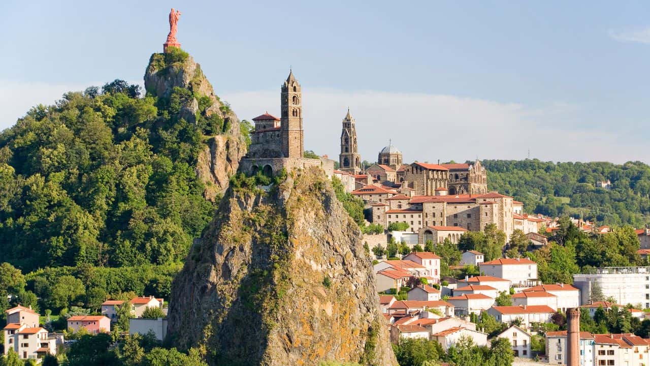 Le Puy en Velay and Chapelle Saint Michel d'Aiguilhe, Auvergne, France.