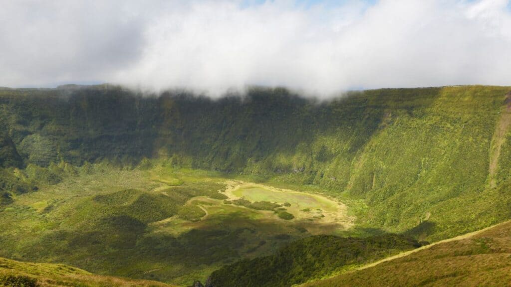 Azores Travel Itinerary, Faial Island. Caldeira grande volcanic cone Portugal