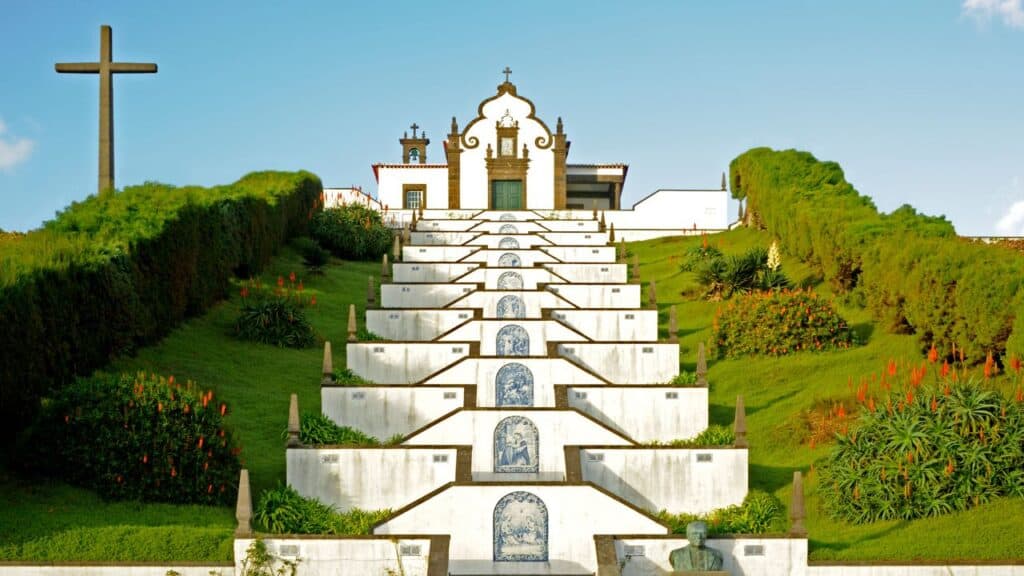 The chapel of Our Lady of Peace. Town of Vila Franca do Campo, Sao Miguel Island, Azores