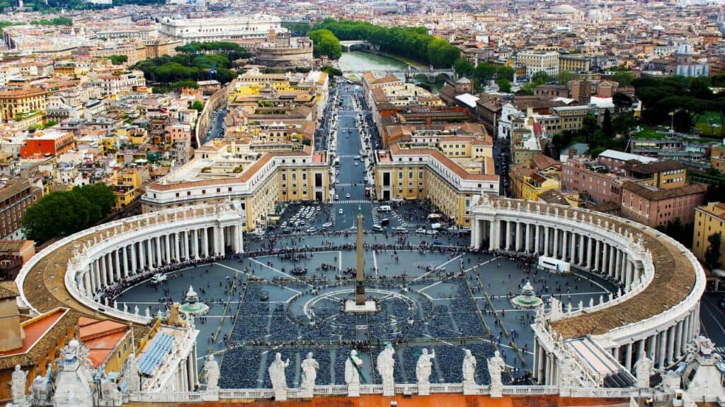 Vatican piazza from above, Vatican City, Italy