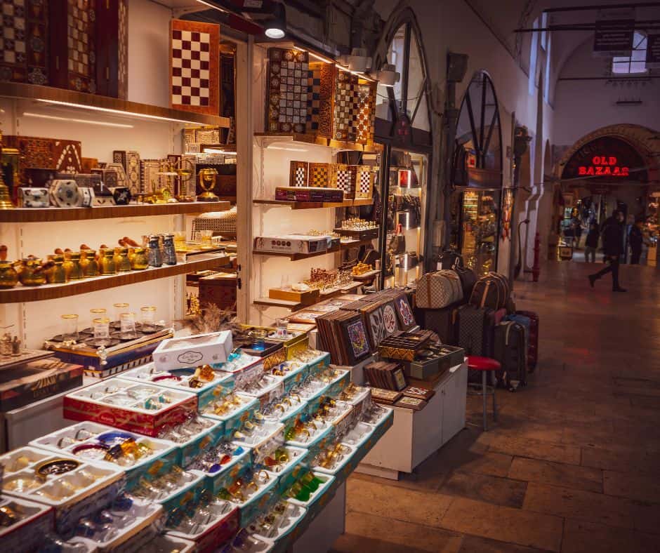 Traditional souvenir shop with assorted items